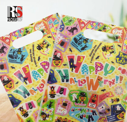 Bolsa de manuseio personalizada Bolsa de embalagem de plástico Bolsas de compras de manuseio Design leve e portátil Impressão de padrões de superfície