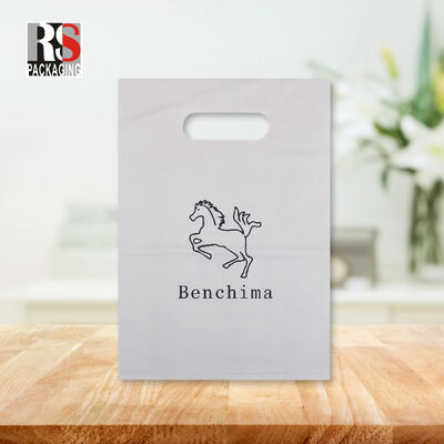 Impressão personalizada LDPE HDPE DIE Cut Handle Carry Poly Grocery Supermercado Merchandise Gift Embalagem de plástico Saco de compras com LOGO