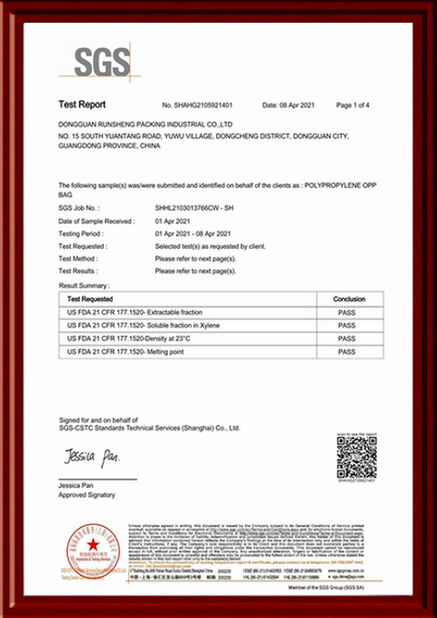 China Runsheng Packing Industry Co.,Ltd Certificações